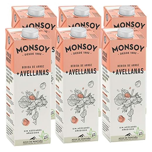 Monsoy - Bebida De Arroz Avellanas BIO - Caja de 6 x 1L