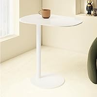 Vista 12 de Mesa auxiliar en forma de C, mesa auxiliar de hierro para espacio pequeño para sala de estar, dormitorio, baño, mesa comercial de tienda de té