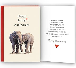 14 Year Anniversary Card,14th Anniversary Card Gifts,14 Year Wedding Anniversary Day Gifts,Happy Ivory Anniversary,8x5.3