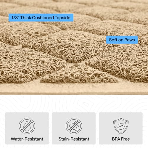 Image of Gorilla Grip Durable Multiple Cat Litter Mat (47x35), XL Jumbo, No Phthalate, Water Resistant, Traps Litter from Box and Cats, Scatter Control, Mats Soft on Kitty Paws (Beige), 1 Count, Plastic