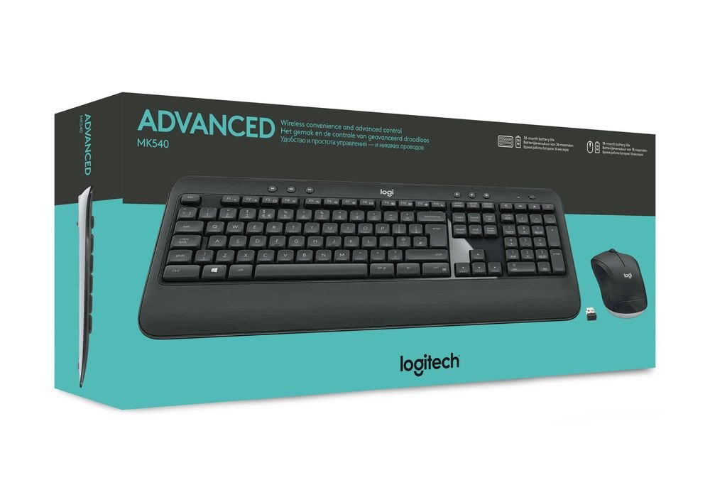Logitech MK540 Advanced Bezprzewodowy Zestaw Klawiatura i Mysz | Systemu Windows, QWERTY układ hiszpański - Czarny