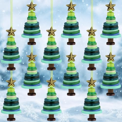 Soulchen 12 Sets Button Christmas Tree Craft Kits Make Your Own Button...