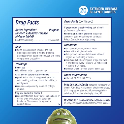Mucinex 12 Hour 600 mg Guaifenesin Extended-Release Tablets for Excess Mucus Relief, Expectorant Aids Excess Mucus Removal, Chest Congestion Relief, 20 Bi-Layer Tablets - image 6