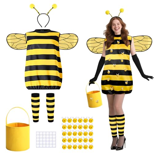 Purple Star Damen Bienenkostüm - Hummel-Outfit für Halloween - Erwachsene Biene Kostüm - Königin Biene Verkleidung für Partys und Events -...