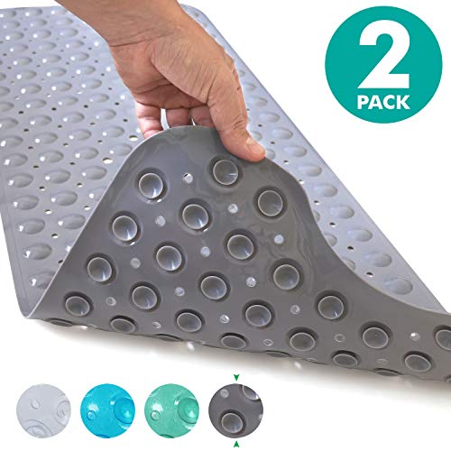 Sierra Concepts 2-Pack Bath, Shower, Tub Mat Gray (39x16) Non Slip, Mildew Resistant