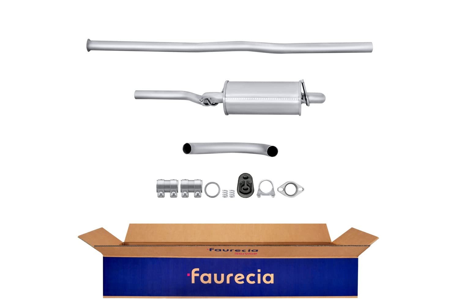 HELLA 8LC 366 023-951 Tłumik środkowy - Easy2Fit® Kit - w środku - trzyczęściowy - Komplet z elementami do montażu