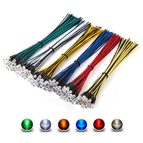 CHANZON 120pcs 12V 5mm LED Diode Lights 7.9 inch Pre Wired...