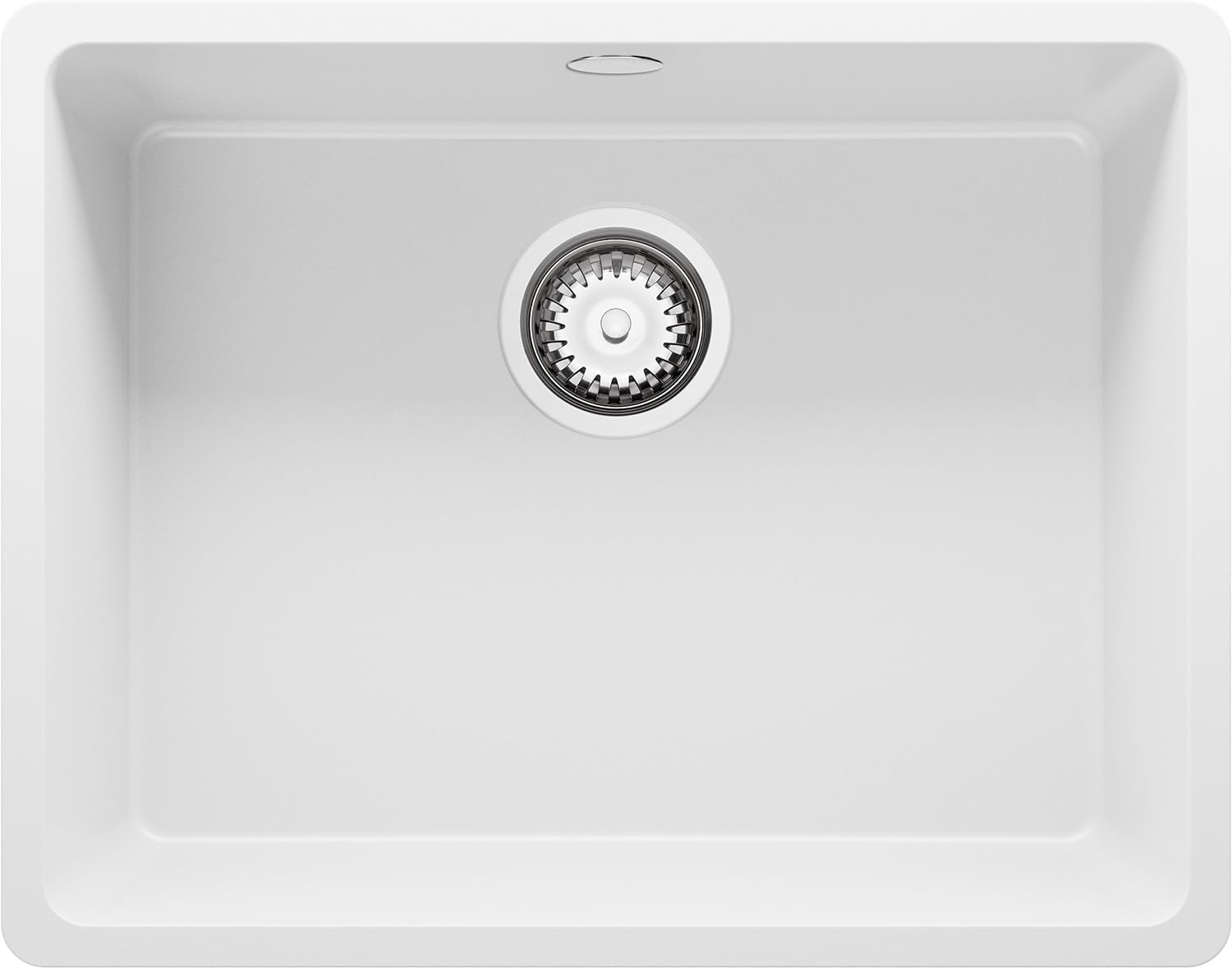 PRIMAGRAN Fregadero bajo Encimera Blanco 56x44cm, Cocina 1 Seno + Sifón, Granito al Mueble 60cm - Venecia Easy S062