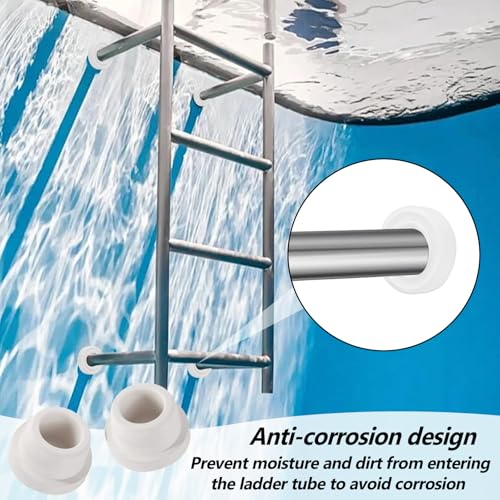 LUMOOM 2 Stück Poolleiter Gummipuffer, Schwimmbadleiter Stoßfängerschutz aus Gummi, Sicherheitsstoßstange, Schwimmbad Zubehör, Poolleiter Gummistopfen für Schwimmbadleitern, Weiß
