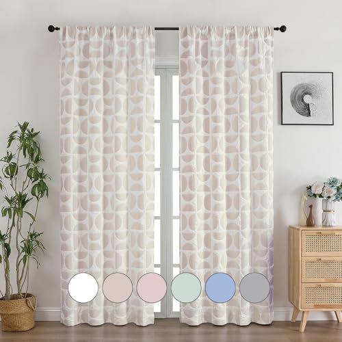 Aiyufeng Lot de 2 rideaux semi-drapés texturés en relief 3D filtrant la lumière pour chambre à coucher et salon, double passe-tringle, 96,5 x 213,4 cm (l x...