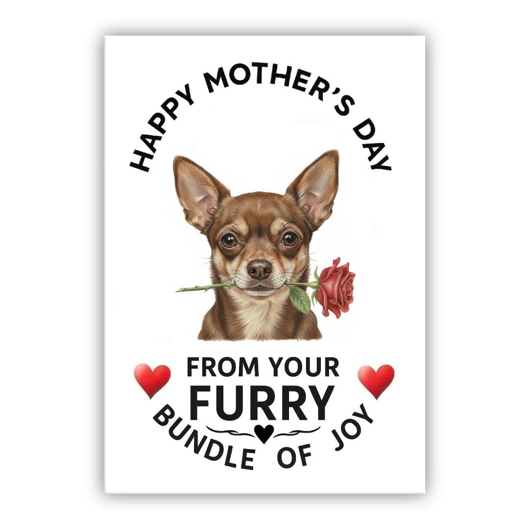 Mother’s Day Dog Card – Pet Mothers Day Greeting Card from the Dog - “Happy Mother’s Day” - Many Breeds Available (• Chihuahua brown)