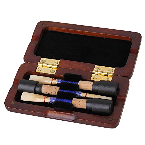 Yibuy Oboe Reed Case Box Spray Lacquer Surface Solid Wood Holds 3 Oboe