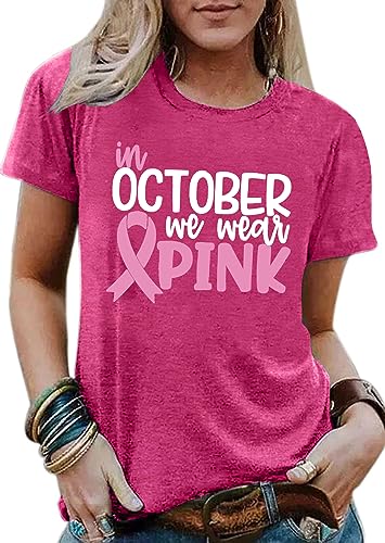 Breast Cancer Shirt Women Hope Pink Ribbon Tshirt Cancer Awareness Leopard Tee Tops2