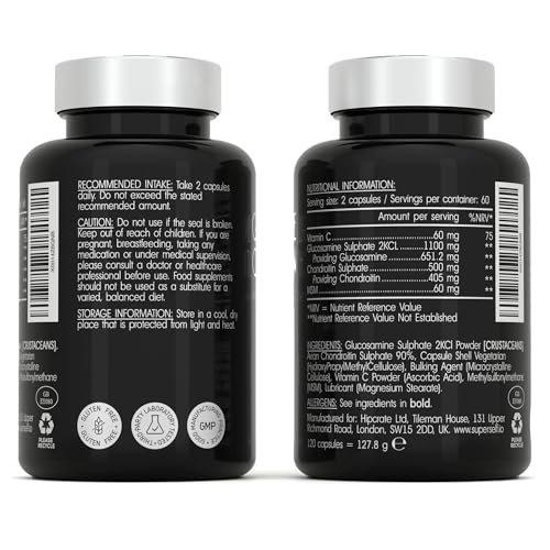 Glucosamine and Chondroitin High Strength - Glucosamine Sulphate with Chondroitin, MSM & Vitamin C - 120 Capsules - 1720mg Glucosamine Complex - Combination Joint Care Supplements for Men & Women - Image 2