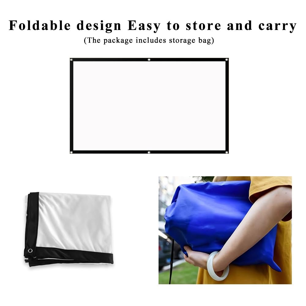 60-200 Pollici Schermo Di Proiezione Pieghevole Portatile 16:9 Schermo Proiettore Bifacciale Lavabile Telo Videoproiettore Per Interni Ed Esterni(180inch (16:9))
