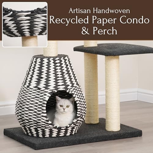 Árbol para gatos Petpals con condo tejido a mano y postes de sisal miniatura 5