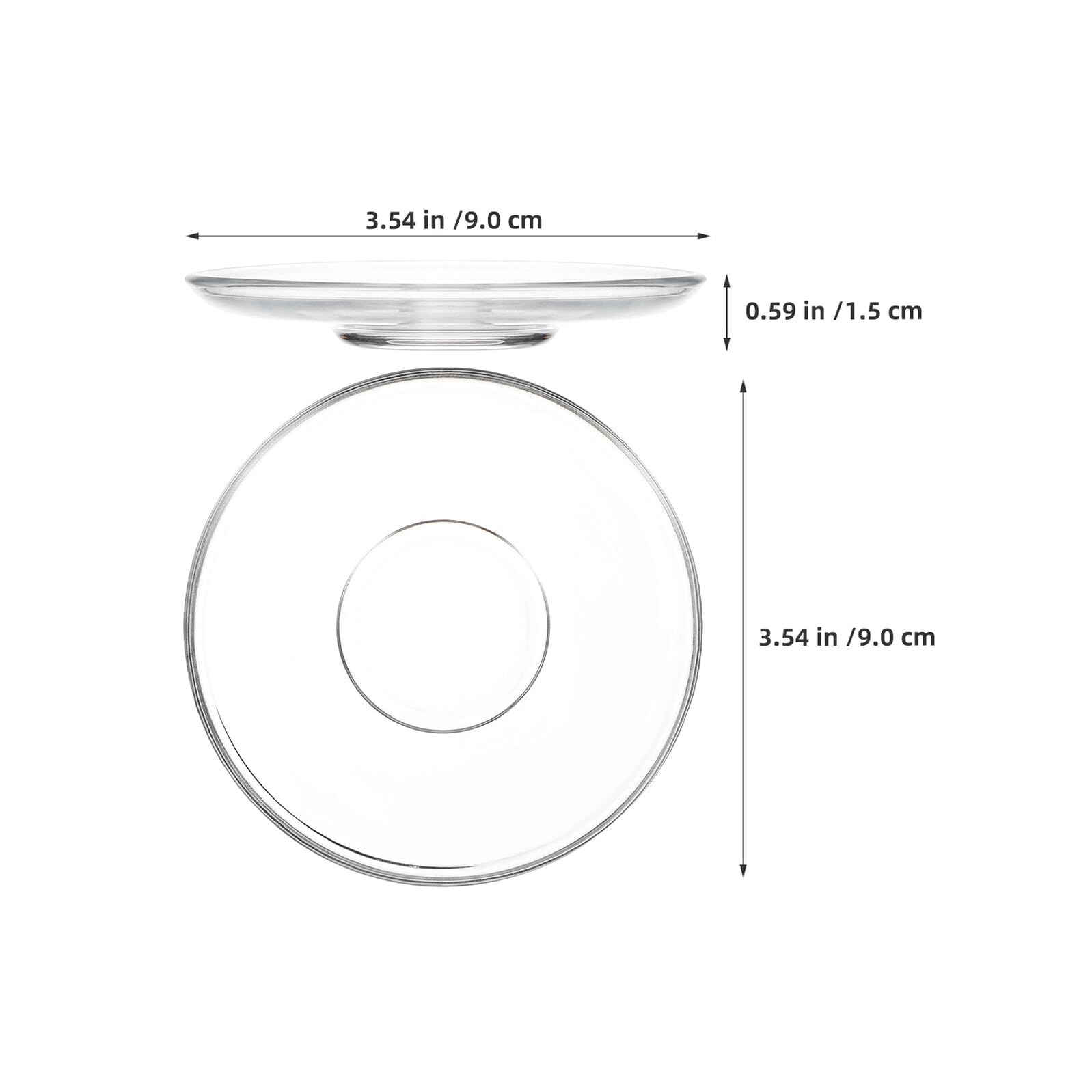 Uonlytech Set 8 Piattini da tè e caffè in Vetro Trasparente 9x9 Cm, Piccoli Piatti Piani Antiscivolo per Snack e Bustine tè, Sottobicchieri Decorativi per Casa e Tavola