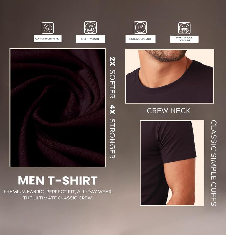 Image of Sleepynuts Men's Regular Fit Round Neck Half Sleeves Solid Casual Wear T-Shirt
