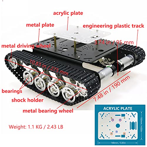 professional shock absorption robot tank car chassis with dc encoder motor for arduinoraspberry pie tracked suspension absorbing vehicle remote control track crawler damping vibration caterpillar