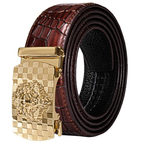 Image of Dubulle Men's Ratchet Belt Gold /Black /Red /Green /Blue /White Automatic Buckle Business Casual Belt Gift - Adjustable Fit