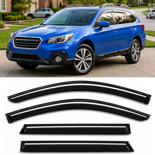 Image of 2015-2019 Tape-On Rain Guards for Subaru Outback Side Window Visor Deflectors, Durable Tinted Vent Shades 2016 2017 2018