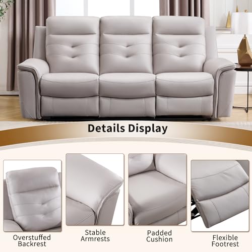 Image of ANJ Power Recliner Chair for Adults with USB Charging, Breathable Faux Leather Oversized Electric Recliners, Single Overstuffed Heavy Duty Reclining Sofa Chairs for Living Room, Beige