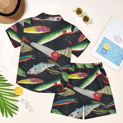 Image of visesunny Boy's 2 Pieces Shirt and Short Set Casual Shirts Short Sleeve Beach Shorts Summer Outfits for 3-10 Years Kids