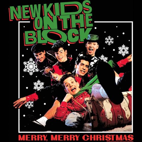 New Kids On The Block Merry Merry Christmas Adult Black Short Sleeve T Shirt 80s Boy Band Graphic Tees2