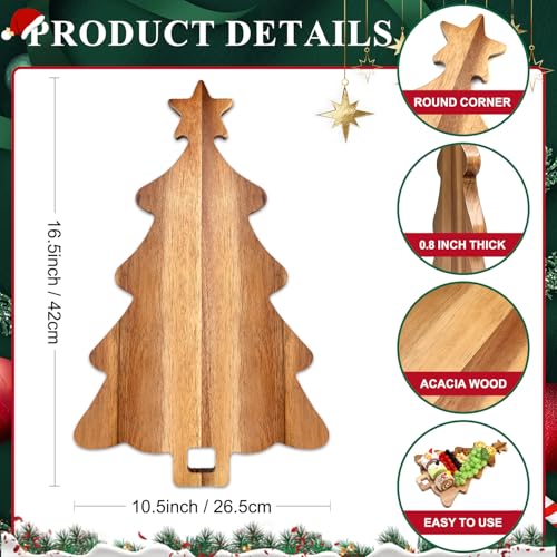 Tabla de cortar con forma de árbol de Navidad de madera de acacia miniatura 7