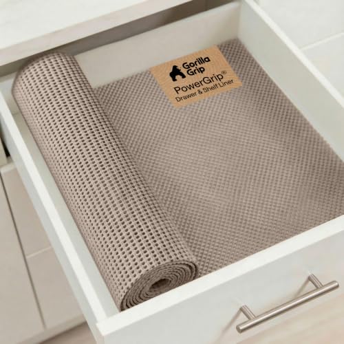 GORILLA GRIP powerGRIP Drawer Shelf and Cabinet Liner, 12'x20', Beige