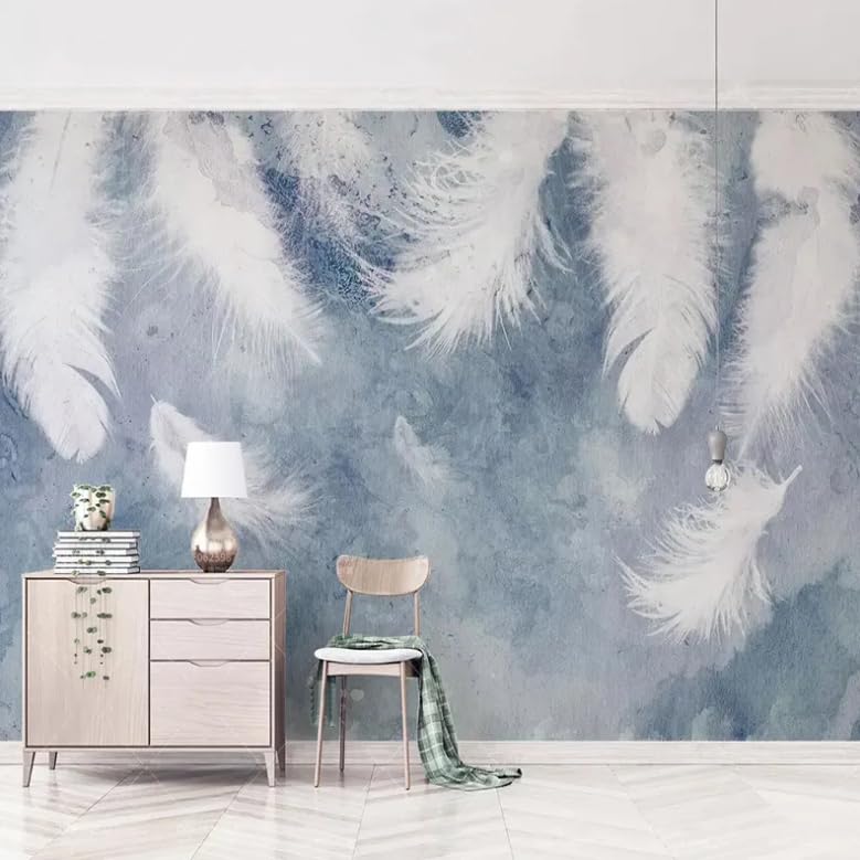 Papier peint 3D plumes chinoises grand format pour relief mural chambre