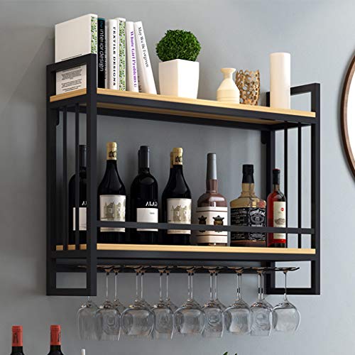 Soporte de vino de pared en metal y madera 80 cm x 20 cm miniatura 3