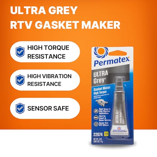 Image of Permatex 22074 Ultra Grey Rigid High-Torque RTV Silicone Gasket Maker, 0.5 oz.