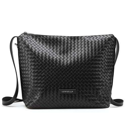 Image of NEWBELLA Tote Bag for Women, Vegan Leather Crossbody Shoulder Bag, Top Handle Satchel Purse for Work, Travel, Daily Use (Black-4)