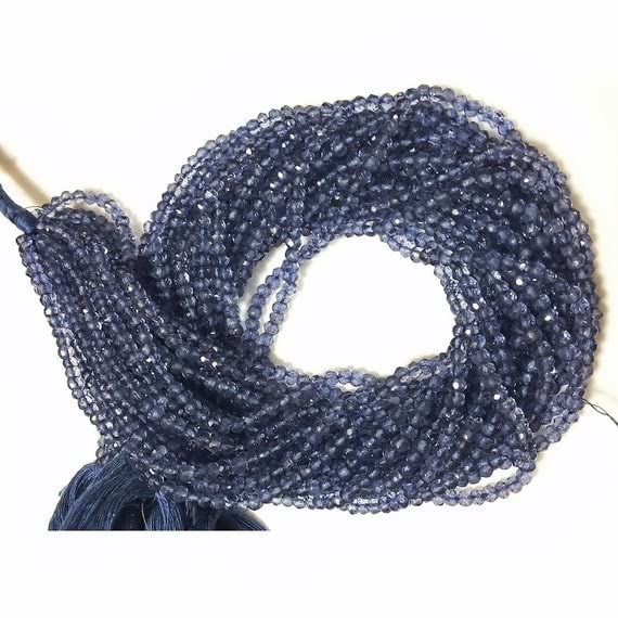 Perles iolite 4mm en fil de 14 pouces pour fabriquer vos bijoux d'été