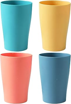 4 Pieces Kids Cups Plastic Cups Reusable Cups Kids Drinking Cups Stackable Plastic Water Tumblers Cups Set Water Glasses for Kids for Toddler Baby Children Adults Green, One Size