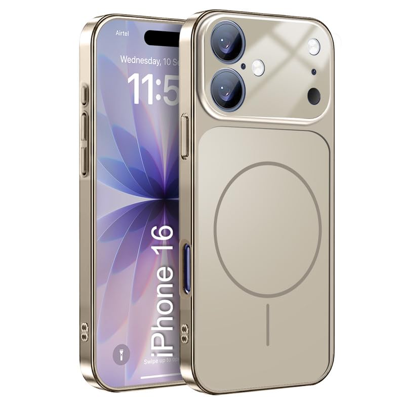 Image of LuxuryKase Converter Case for iPhone 16 | Premium Protective MagSafe Cover | iPhone 17 Pro Series Style Design | in Built Camera Guard | Wireless Charging Compatible - Grey