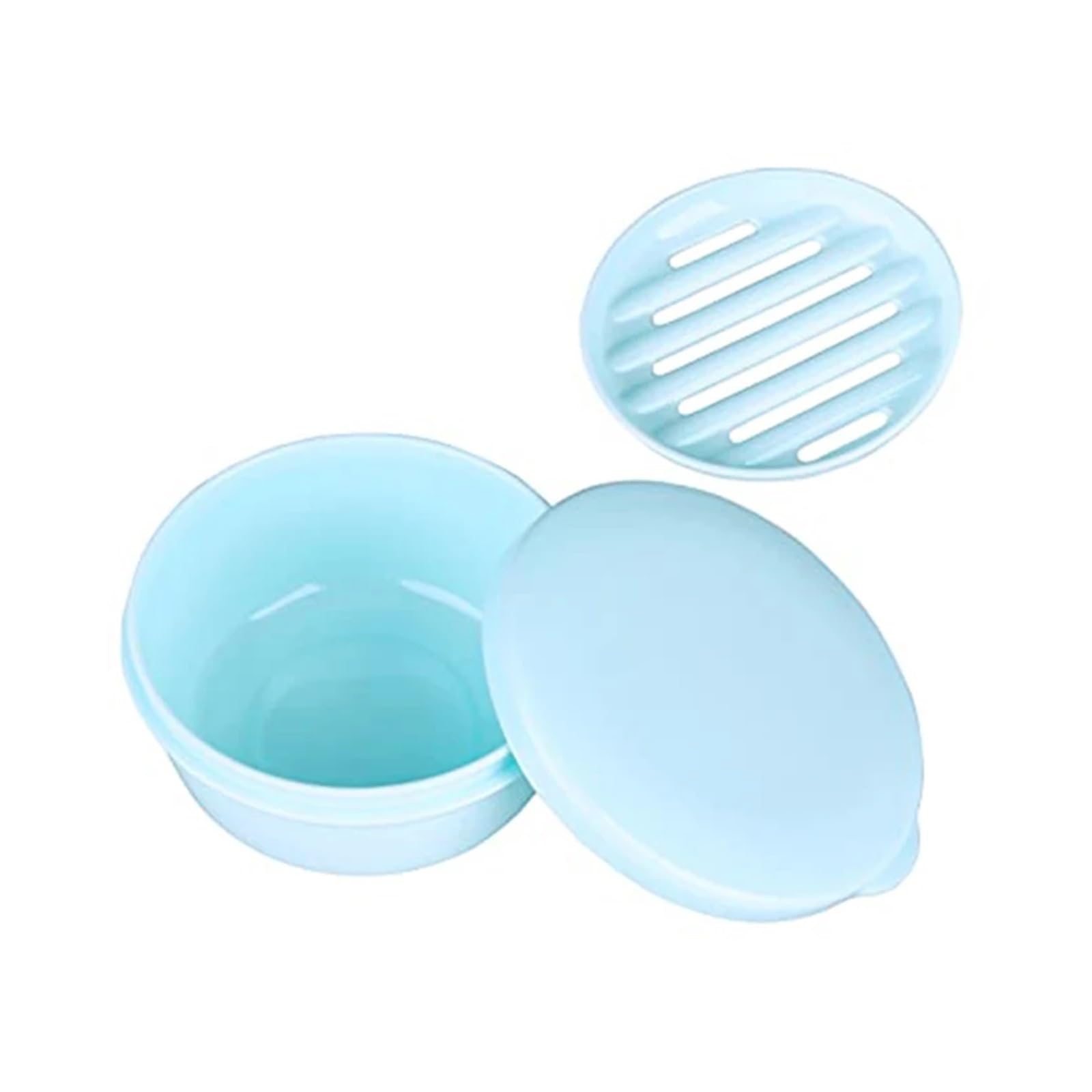 2 pcs,Plastic Soap Container Bar Holder Travel Case Portable Round Dishes with Lid Leak-Proof Box for Shampoo For Bathroom(Blue)