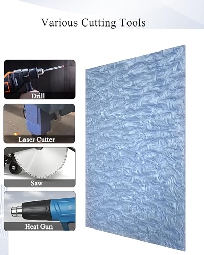 Image of TOEPODO Pearlescent Ripple Cast Acrylic Sheets 1 /8inch Thick Marble Acrylic Sheets for Laser Cutting Plexiglass Sheets for Art Design DIY Crafts Home Deco (6, Light, 8x12 Inch)