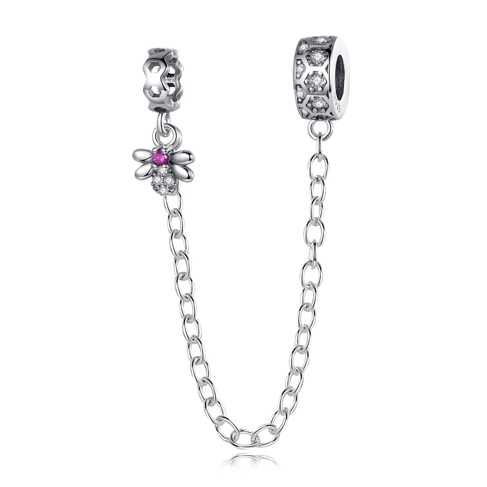 Annmors 925 Sterling Silver Clips Distanziatore Catena di Sicurezza Ferma Ciondoli Ciondolo in Vetro di Murano per Donna Bracciale Collana Gioielli Regalo