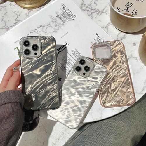 Image of DIZORO Compatible with iPhone 15 Pro Max Case | Marble Glossy Hard PC Back Cover with Diamond Camera Protector | Ultra Stylish Shockproof Back Cover Case for Girls Women-Desert