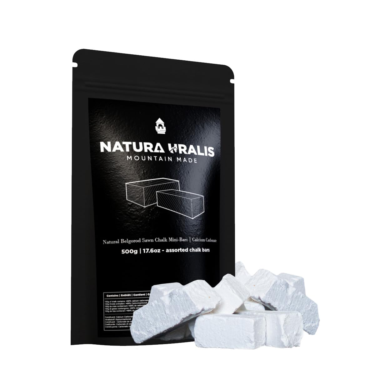 Natura Uralis Premium Belgorod Kreide-Mini-Riegel | 500 g weiße Kreide-Minis - Knackig, Angenehm erdig, Samtig und fest in der Textur, ASMR-Erlebnis, natürliches Calciumcarbonat