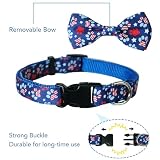 4th of July Dog Bow Tie Collar, 2 Pack Holiday Independence Day Patriotic Paws American Stars Collar for Large Medium Small Dogs (Large-(16-27") Neck * 1" Wide)