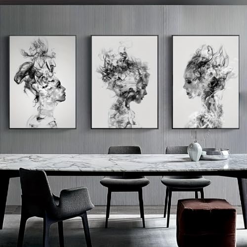 Décoration murale maison triptyque noir et blanc grand format KEBIA - 4