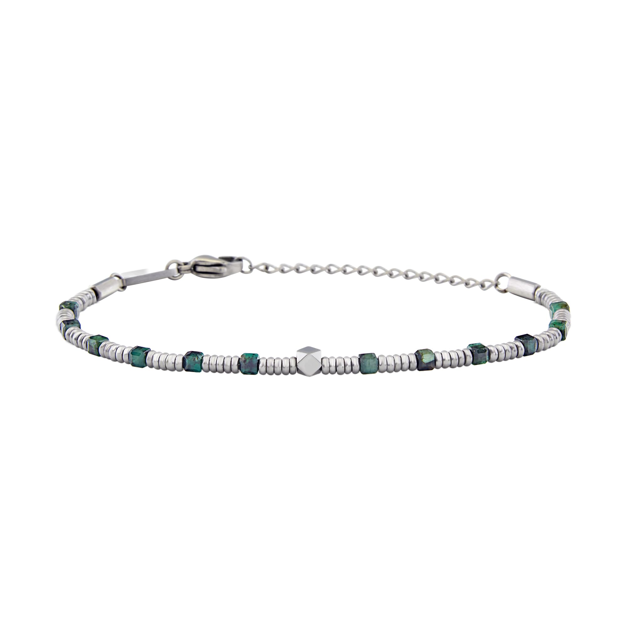 Breil, Collezione Priam, Bracciale Uomo In Acciaio Con Dischi In Acciaio Ed Elementi In Gemme, Chiusura A Moschettone, Lunghezza Regolabile 17-22 Cm, Idea Regalo Uomo-image