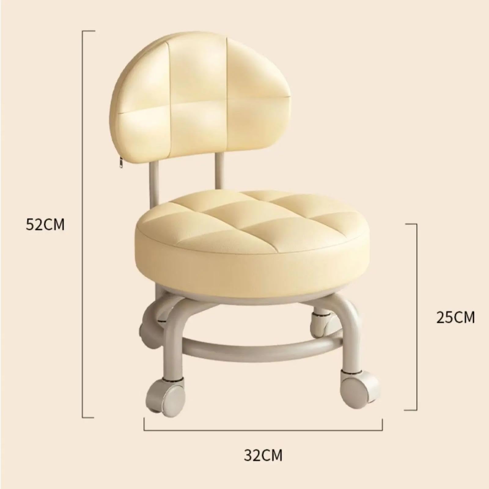 Taburete con respaldo giratorio de 360° para el hogar impermeabile asientos de piel sintética taburete bajo con rueda universal
