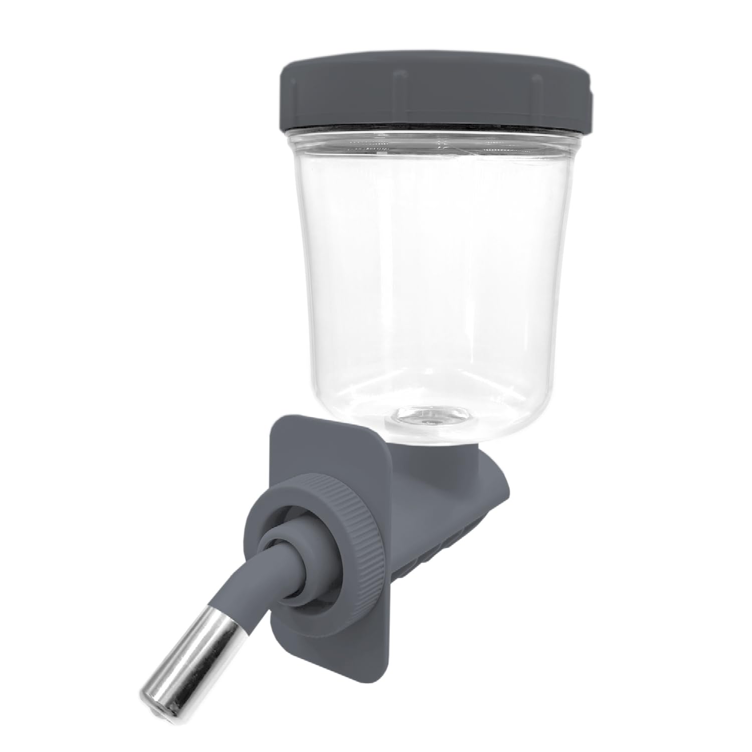 KindTail Pawdle - No-Drip Dog Crate Water Bottle - Top-Fill Dispenser for Pets - BPA Free - Stainless Steel Nozzle - Easy-to-Use with Most Crates & Playpens - 7 x 6 x 4 in - 24oz Capacity - Grey