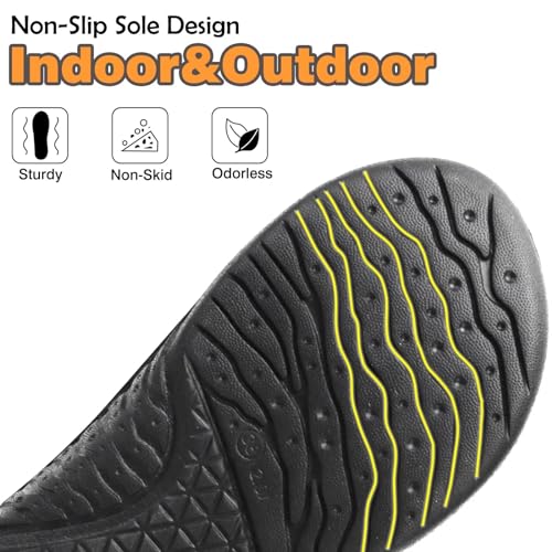 KuaiLu Womens Clog Slippers with Comfy Arch Support Orthotic Plantar Fasciitis Memory Foam Ladies Slippers for Women Winter Warm Fluff Slip on Felt Houes Shoes Hard Rubber Sole Black size 8.54