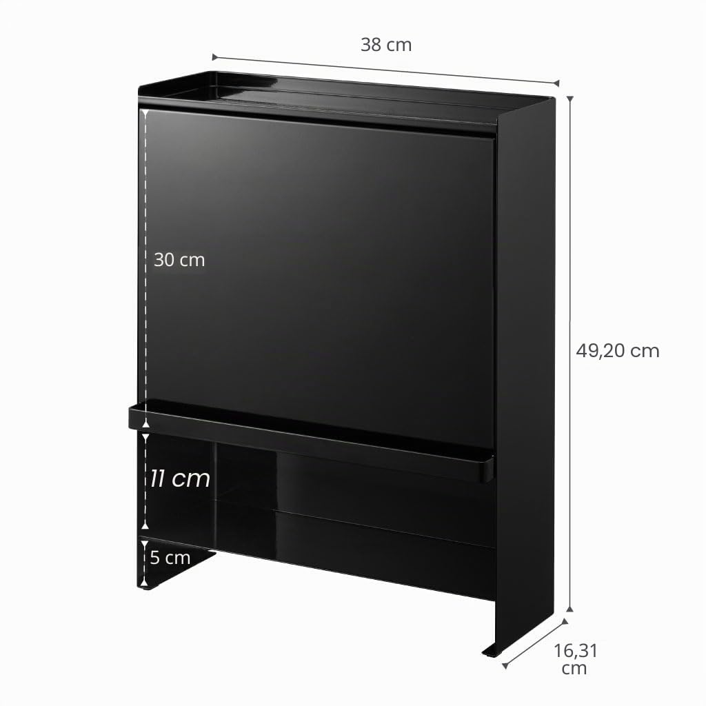 YAMAZAKI 2010 TOWER 3Tiered Seasoning Rack, black, Steel/POM Resin, 38 x 16.3 x 49.2 cm