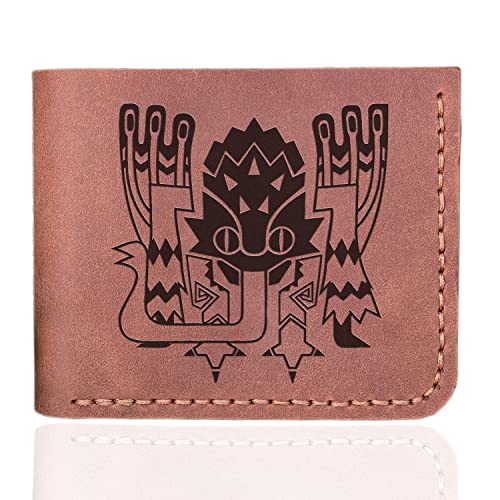 Coral Pukei-Pukei MHW Wallet Mens Christmas Gift for Him MHW Personalized Mens Leather Wallet Gamer Gift Custom Leather Wallet Handmade Husband Gift Boyfriend Gift, Geek Gift s25